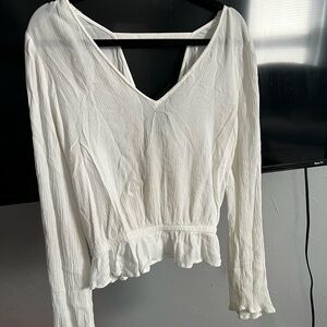 Express White Flared Long Sleeve Top